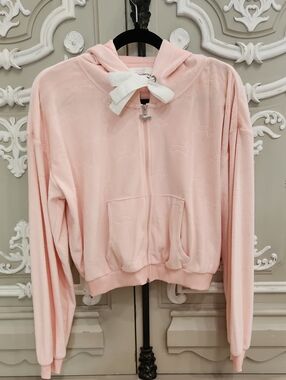 Peter Alexander Zip Up Hoodie Pink Velour Size L Like New 🐶